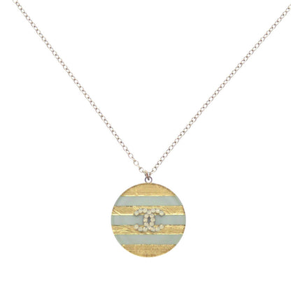 CHANEL Necklace Plastic, Metal Light blue 2way COCO Mark Border Women
