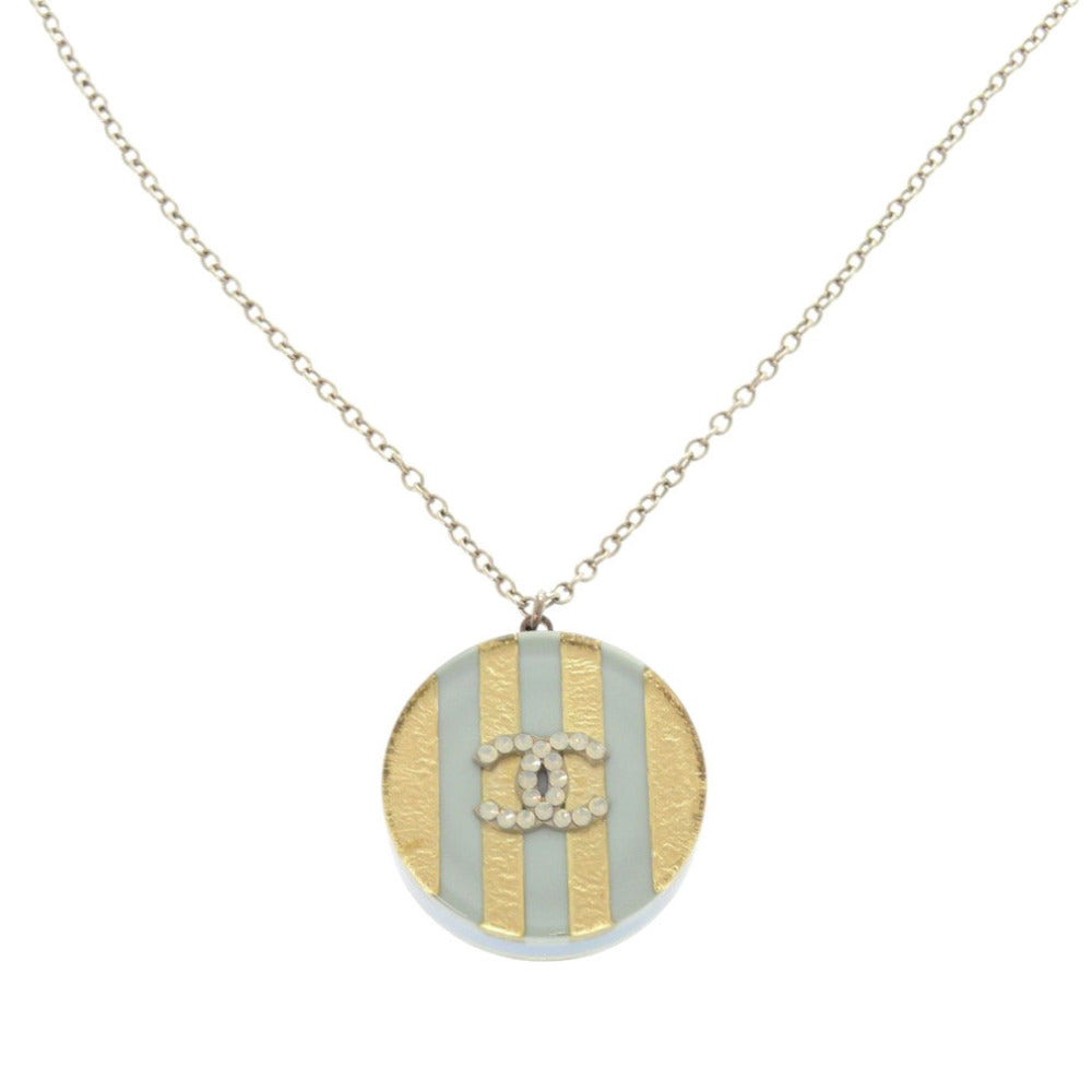 CHANEL Necklace Plastic, Metal Light blue 2way COCO Mark Border Women