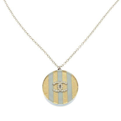 CHANEL Necklace Plastic, Metal Light blue 2way COCO Mark Border Women