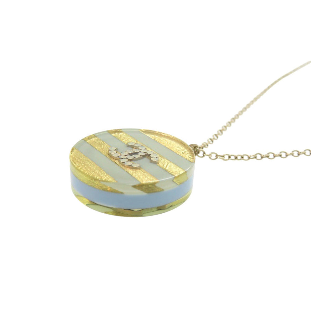 CHANEL Necklace Plastic, Metal Light blue 2way COCO Mark Border Women