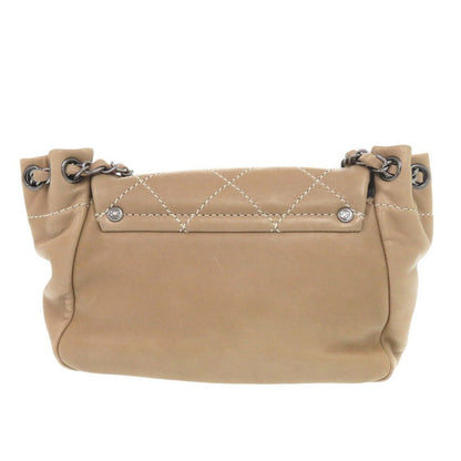 CHANEL Shoulder Bag lambskin beige Wild stitch COCO Mark Chain Shoulder Bag Women