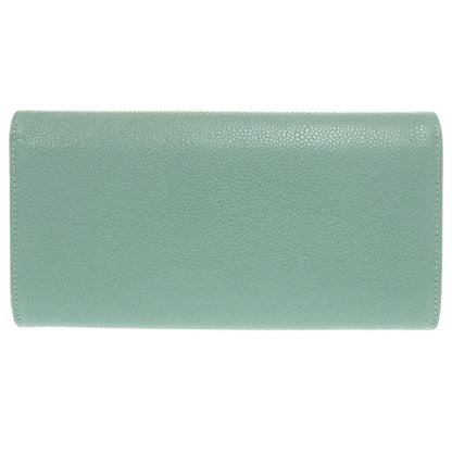 CHANEL Long Wallet Purse Caviar skin Mint green COCO Mark Women