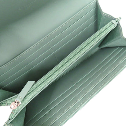 CHANEL Long Wallet Purse Caviar skin Mint green COCO Mark Women