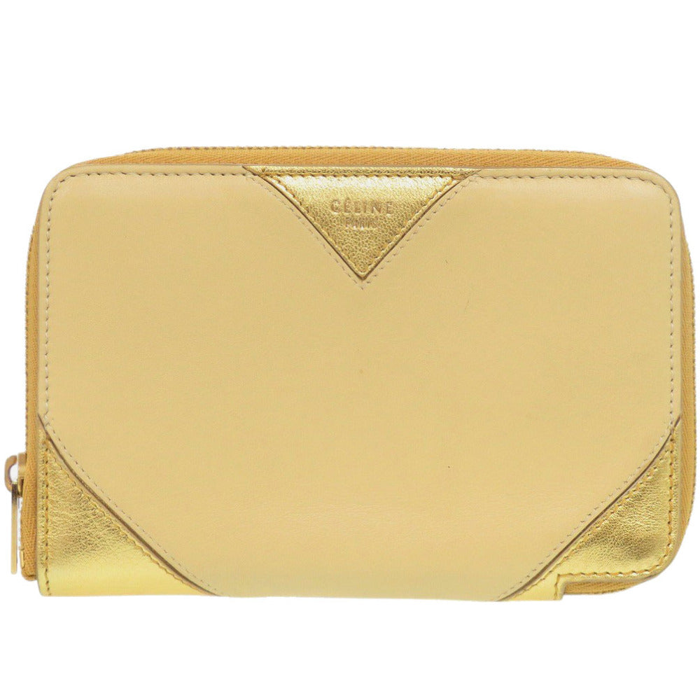CELINE Bifold Wallet S-TN-1113 leather gold Zip Around Women