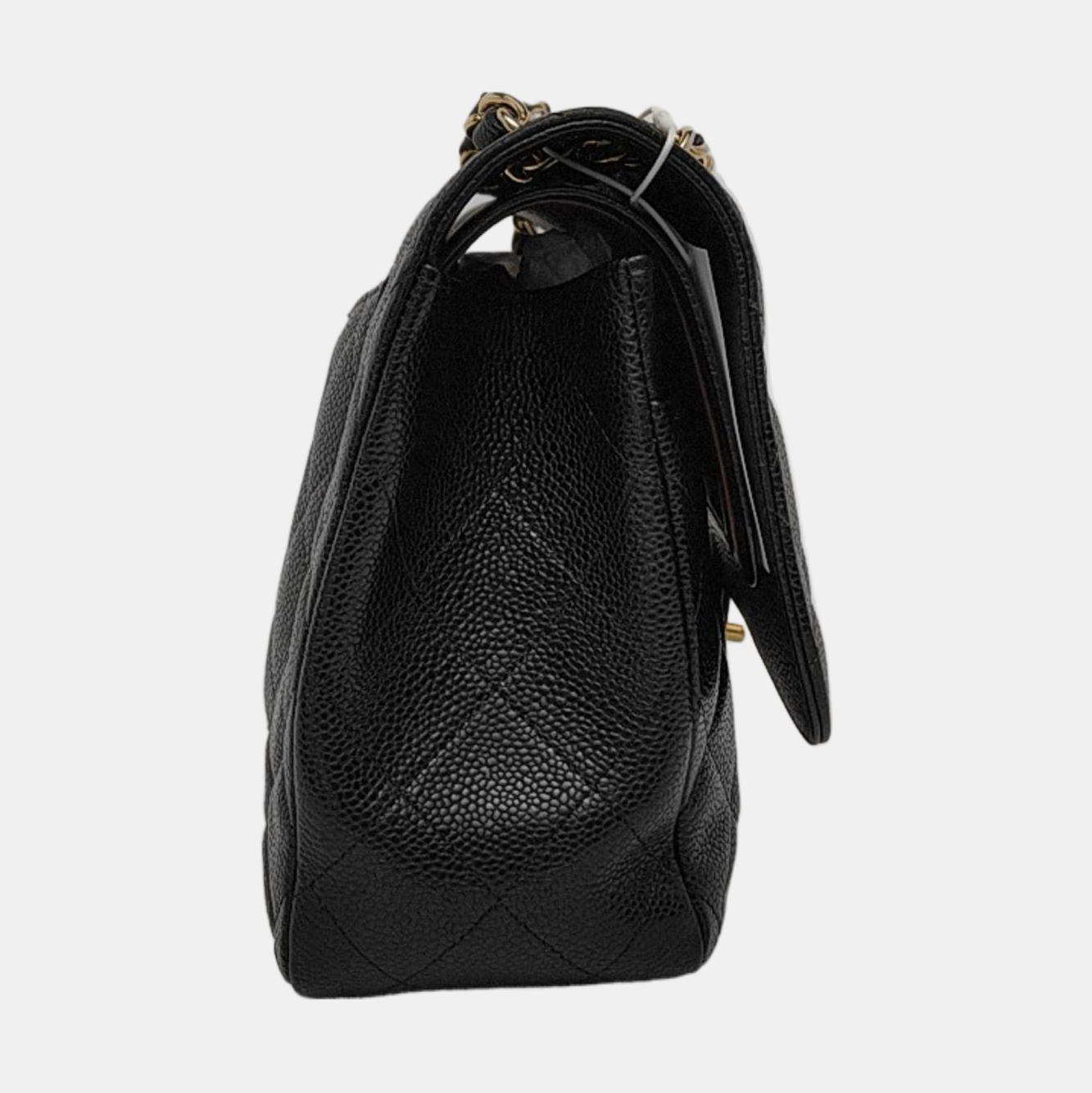 Chanel Classic Flap Jumbo Black Caviar Leather Double Flap with Gold Hardware