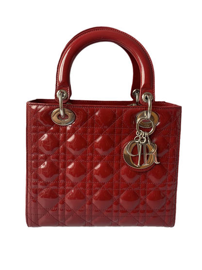 Lady Dior Medium Bag Red Patent Leather