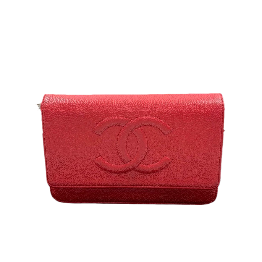 Chanel Wallet on Chain WOC Double CC Red Caviar Leather