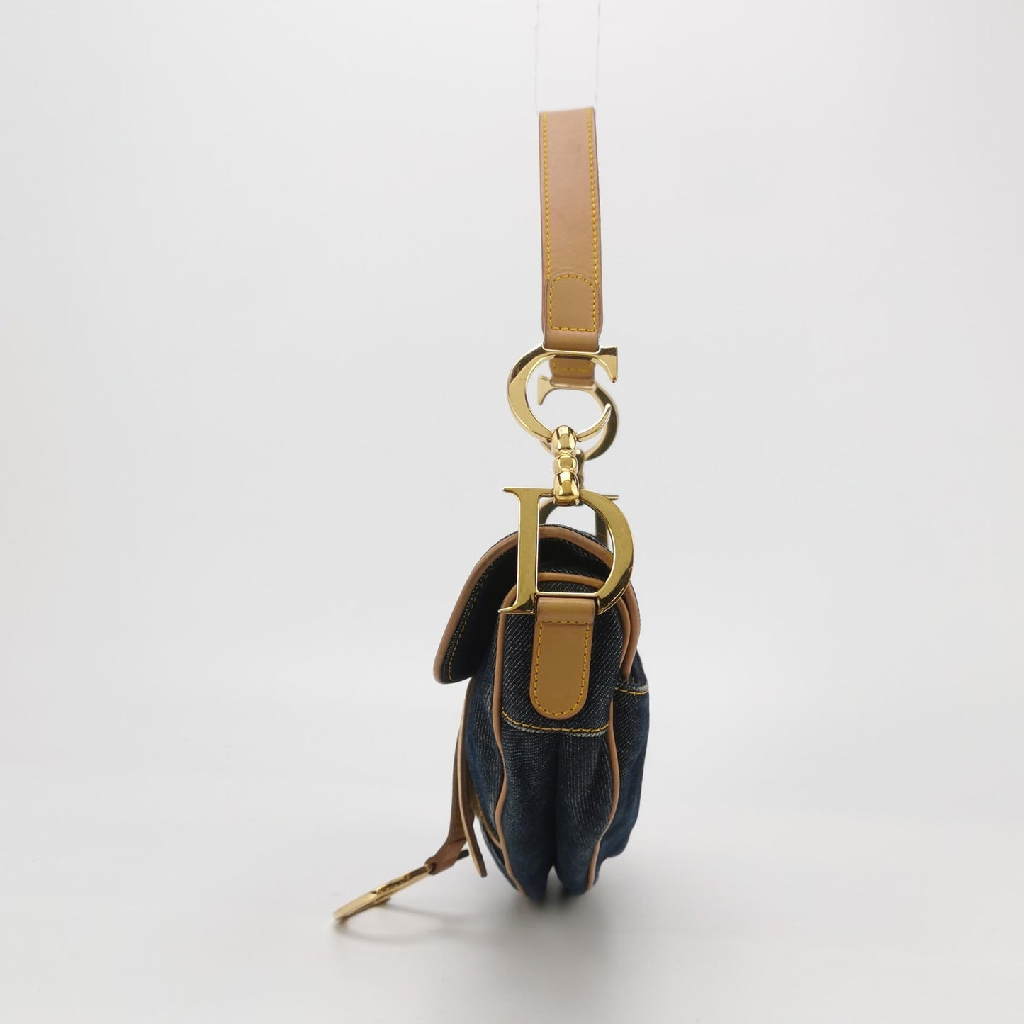 Dior Saddle Vintage Navy Denim with Silk Lining and Leather Trim
