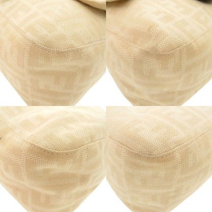 FENDI Shoulder Bag Canvas, Leather beige Mamma Bucket Zucca Pattern Women