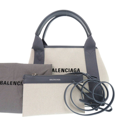 BALENCIAGA Handbag 390346 Canvas, Leather gray Navy Cabas XS Women