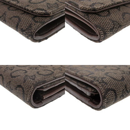 CELINE Long Wallet Purse Canvas, Leather Brown