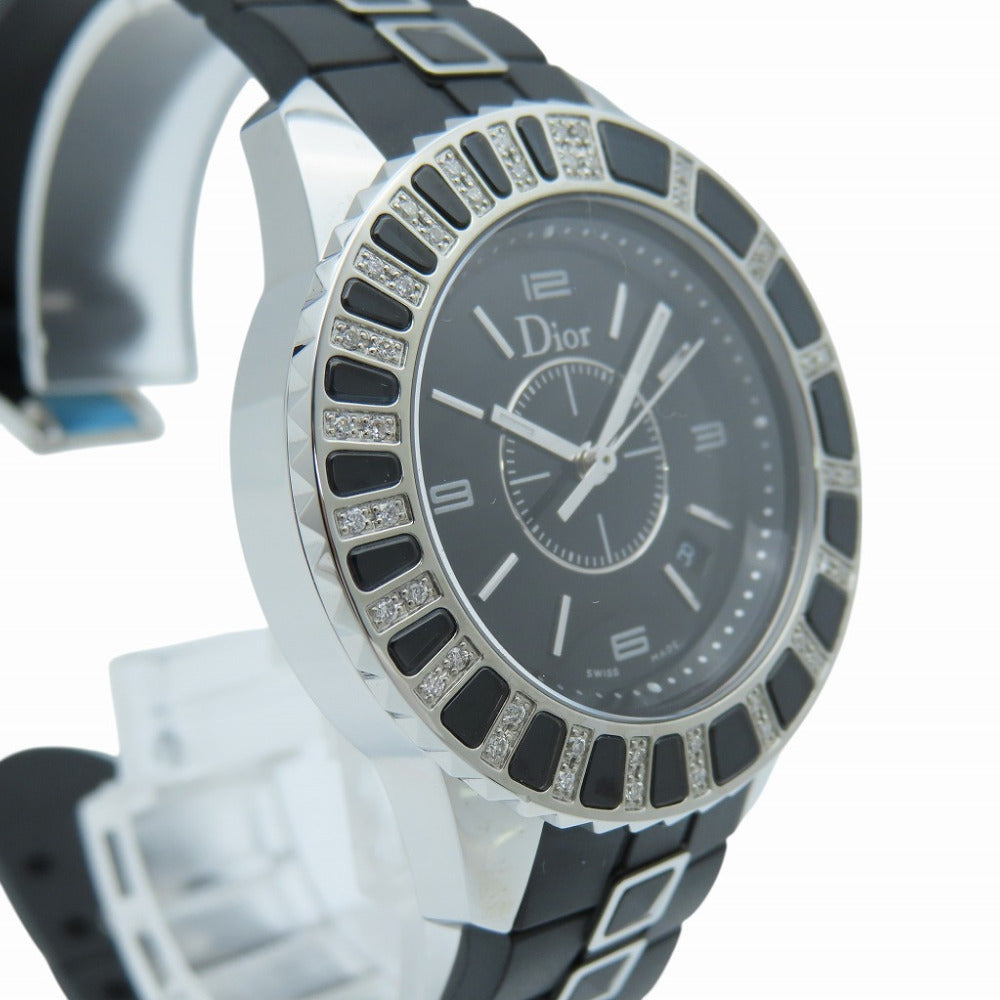 Dior Watches Quartz CD113115 Stainless Steel, Rubber black Quartz crystal diamond bezel black dial Women