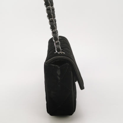 Chanel Baguette Flap Black Velvet Double Strap Silver Hardware 2005-2006