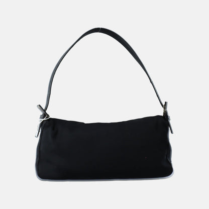 FENDI Baguette Vintage Black Cloth Silver Hardware