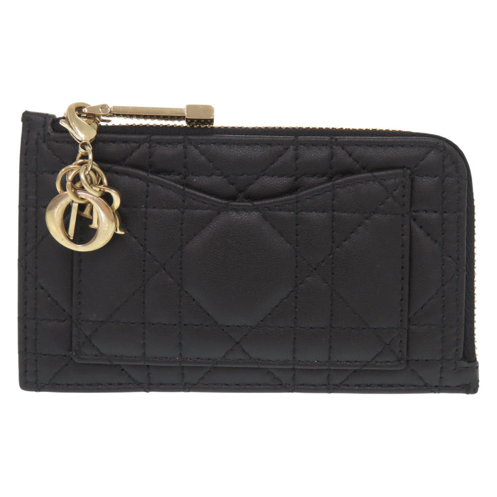 Christian Dior Card Case S0965ONMJ lambskin black Lady Dior Cosmos zip card holder