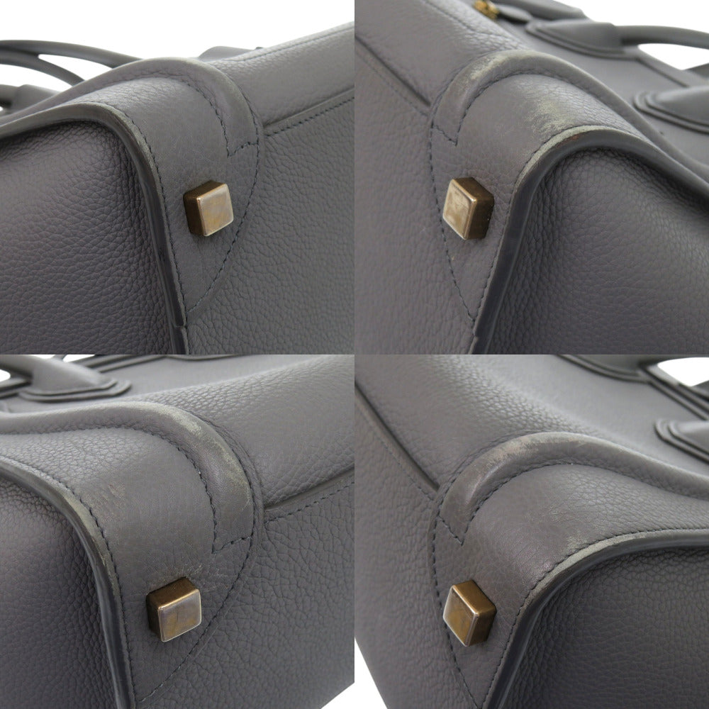CELINE Handbag S-CU-4107 leather gray Luggage micro shopper