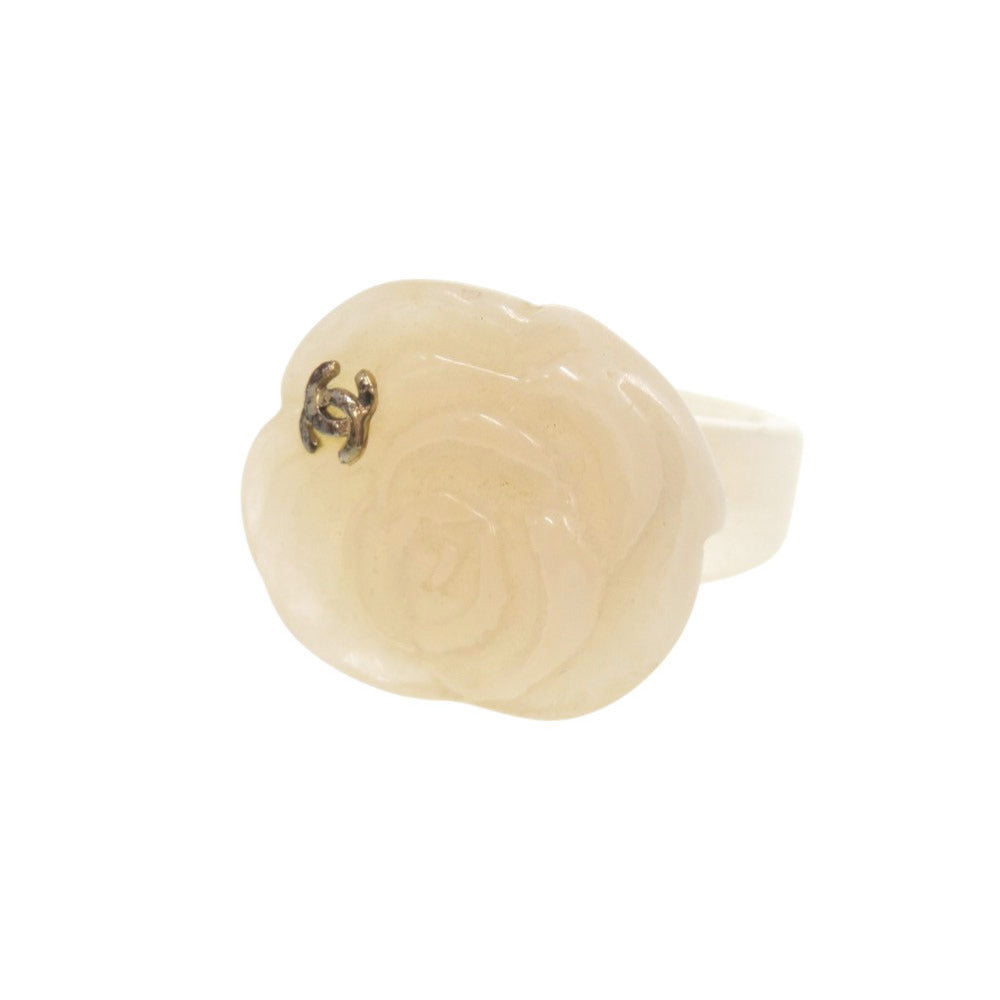 CHANEL Ring plastic Beige type COCO Mark Camelia
