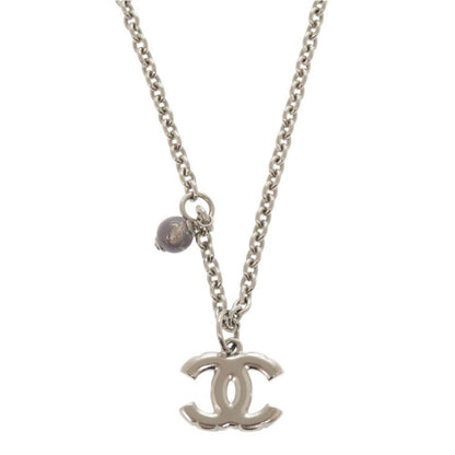 CHANEL Necklace Metal, Rhinestone Silver COCO Mark