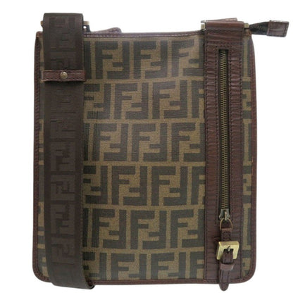 FENDI Shoulder Bag PVC, Leather Brown Zucca Pattern Vintage Sacoche Women