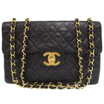 CHANEL Shoulder Bag lambskin black Deca Matelasse 34 COCO Mark Women
