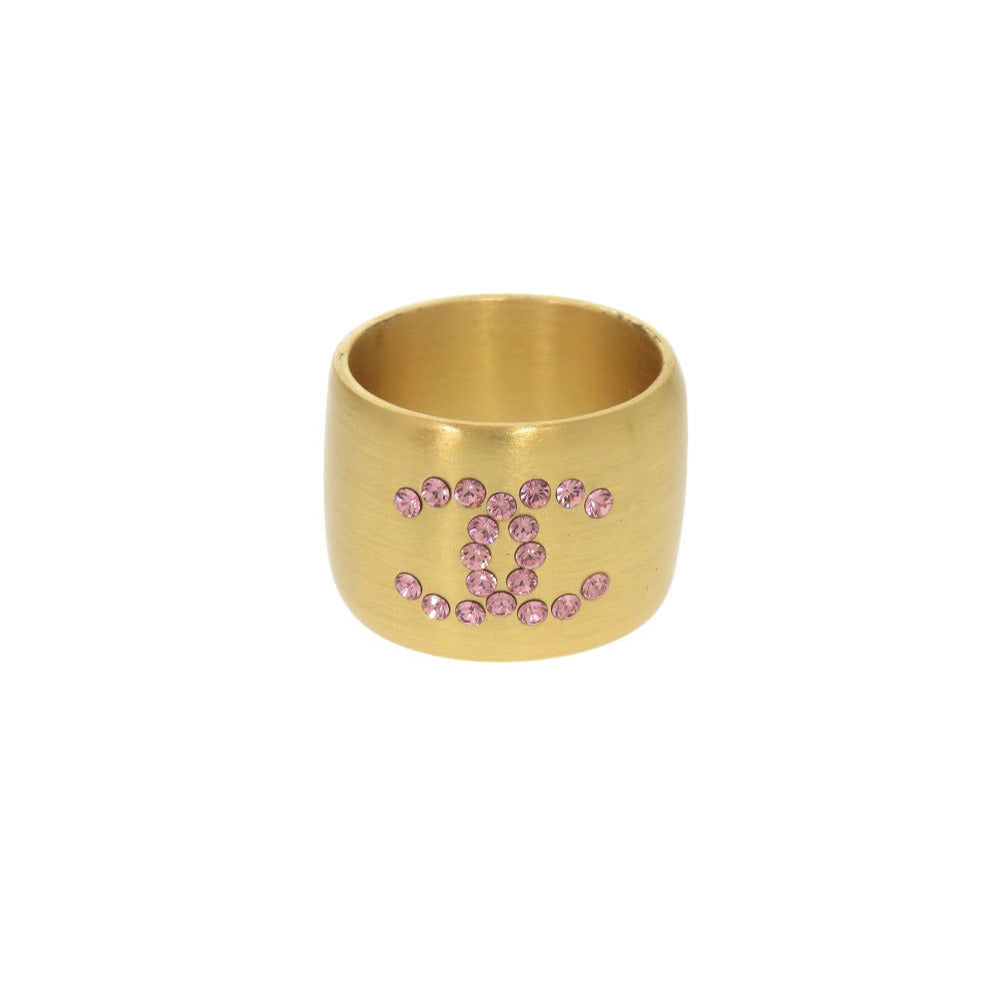 CHANEL Ring Metal, Rhinestone gold COCO Mark Heart