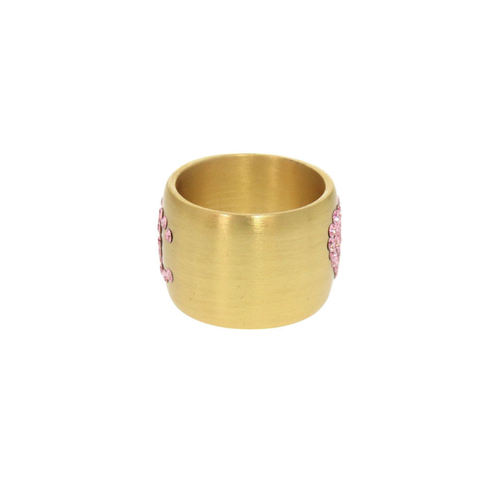 CHANEL Ring Metal, Rhinestone gold COCO Mark Heart