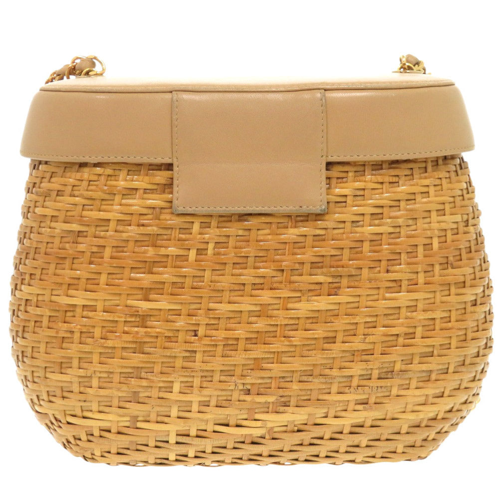CHANEL Shoulder Bag straw beige Basket bag No. 5 COCO Mark turn lock Women