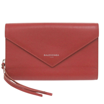 BALENCIAGA Long Wallet Purse 371661 Calfskin Red Women