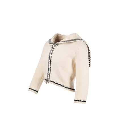 Dior Size 36 Marineiere Cardigan Virgin Wool/Cashmere Beige