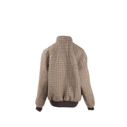 Luxury CELINE Size 46 Studded Teddy Jacket Wool Marron SHW