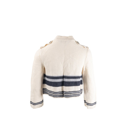 Chanel size 38 cardigan multicolor white / blue paper/ cotton/ silk