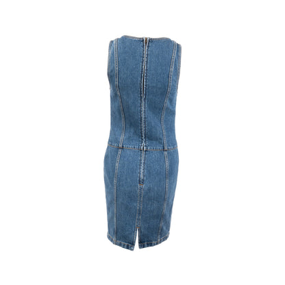 Chanel Size 34 22K Detailed Button Denim Dress Cotton Blue