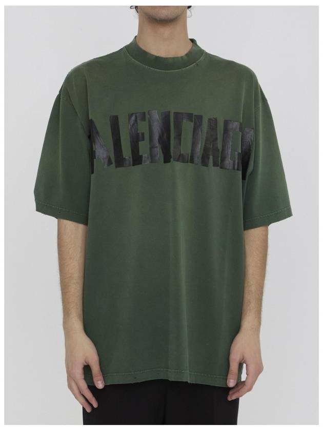 Luxury Balenciaga Trending 2025 Tape Type Short Sleeve T-Shirt Green