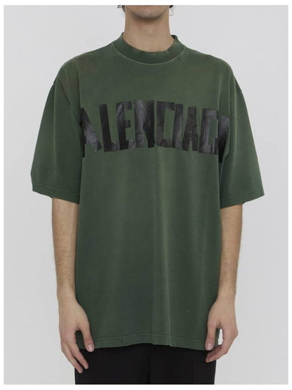 Luxury Balenciaga Trending 2025 Tape Type Short Sleeve T-Shirt Green