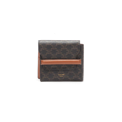 Luxury CELINE Triomphe Canvas Flap Origami Wallet
