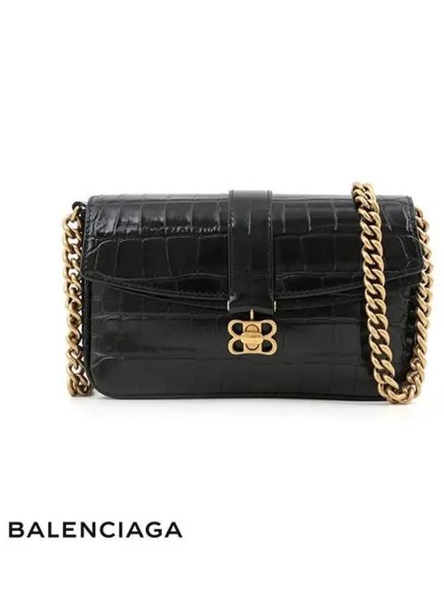 Luxury Balenciaga Trending 2025 BB Logo Buckle Flap XS Shoulder Bag Black