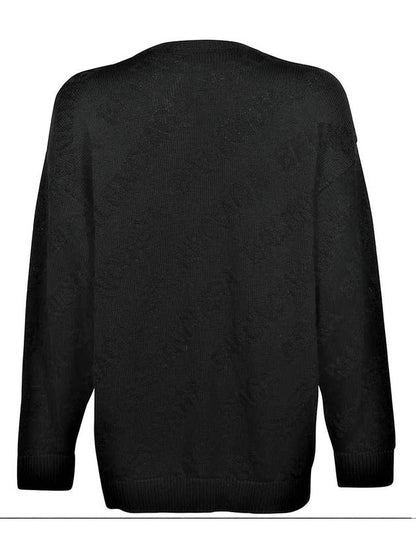 Luxury Balenciaga Trending 2025 Logo Jacquard Cotton Knit Top Black