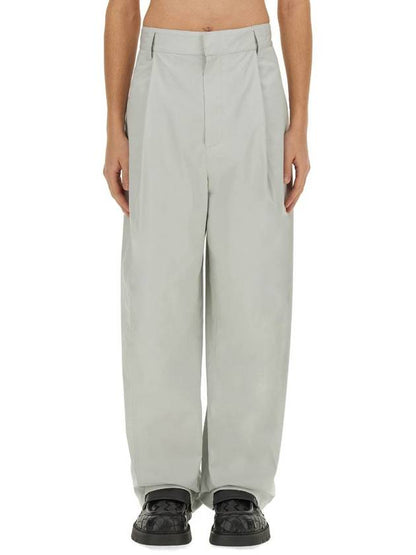 Luxury Bottega Veneta Cotton Silk Wide Leg Slacks Cloud