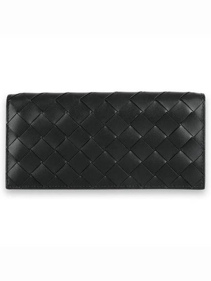 Luxury Bottega Veneta Men's Intrecciato Weaving Long Wallet Black