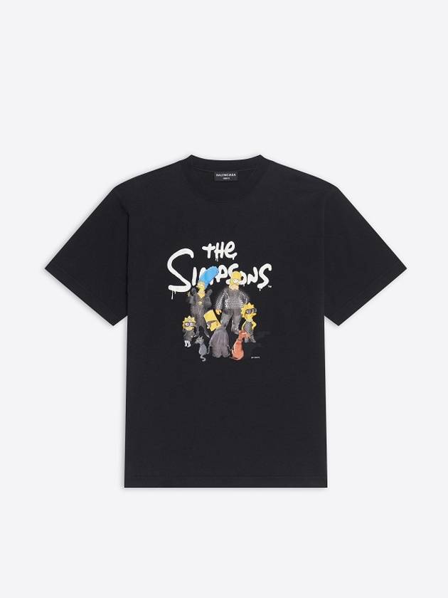 Luxury Balenciaga Trending 2025 WoMen's The Simpsons Printing Small Fit Short Sleeve T-Shirt Black