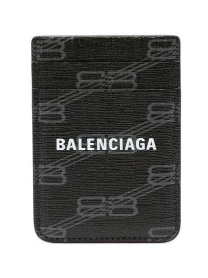 Luxury Balenciaga Trending 2025 Signature Magnet Card Wallet Black