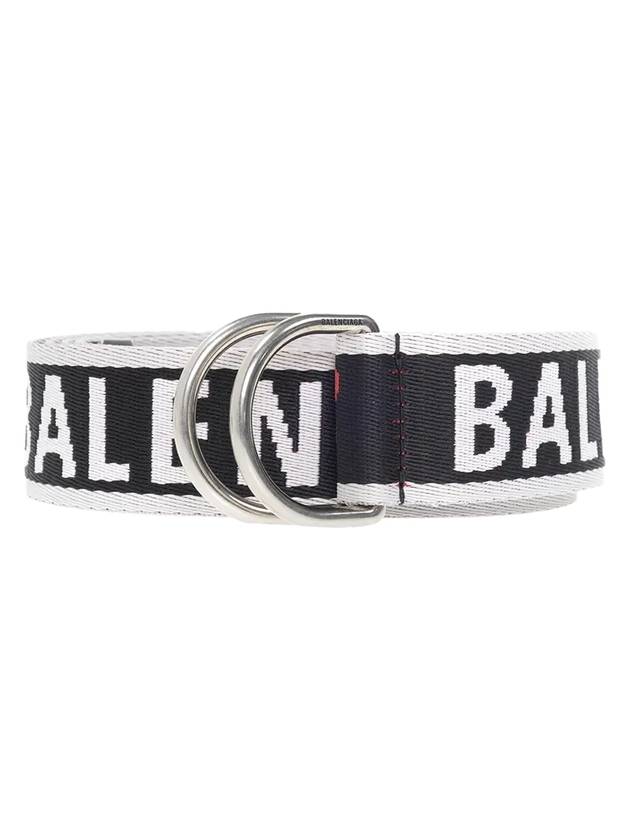 Luxury Balenciaga Trending 2025 D Ring Embroidered Logo Fabric Belt Black