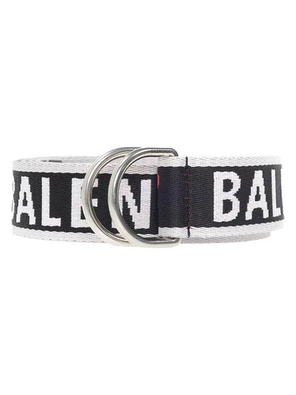 Luxury Balenciaga Trending 2025 D Ring Embroidered Logo Fabric Belt Black
