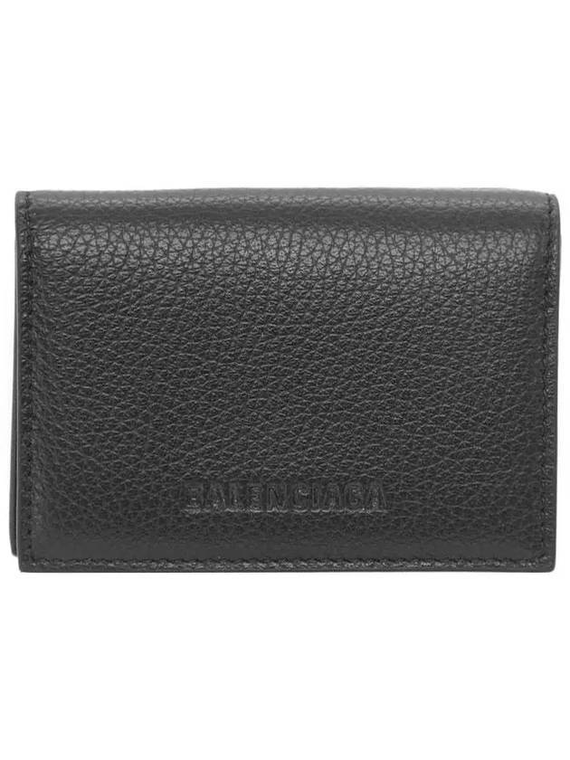 Luxury Balenciaga Trending 2025 Essential Small Grained Leather Half Wallet Black