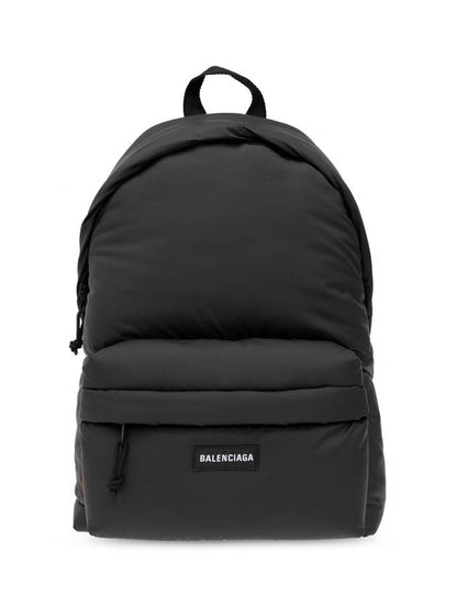 Luxury Balenciaga Trending 2025 Explorer Logo Patch Backpack Black