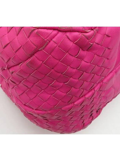 Luxury Bottega Veneta 124864 Pink Intrecciato Nappa Leather Large Campana Hobo Shoulder Bag Auxiliary Mirror