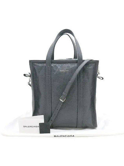 Luxury Balenciaga Trending 2025 513990 Gray color leather small bazaar shopper tote bag shoulder strap