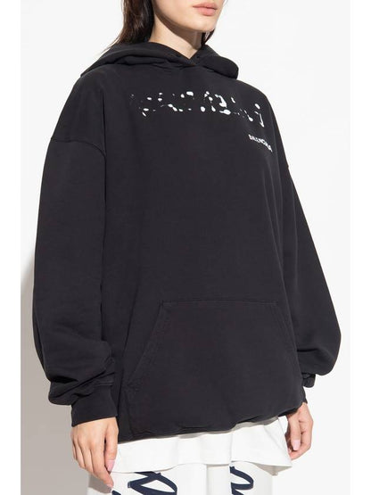Luxury Balenciaga Trending 2025 Logo Oversized Cotton Hoodie Black