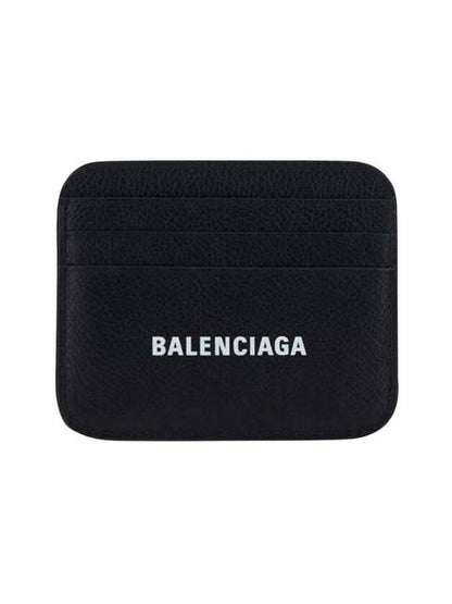 Luxury Balenciaga Trending 2025 White Logo 3-Fold Card Wallet Black
