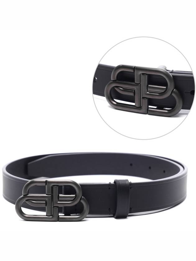 Luxury Balenciaga Trending 2025 BB Logo Thin Calfskin Belt Black